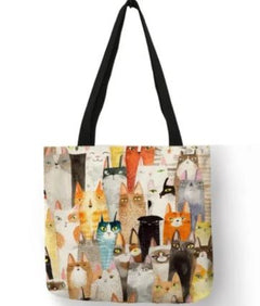 Reusable Tote Cute Cats Print