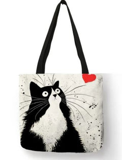 Reusable Tote Cute Cats Print