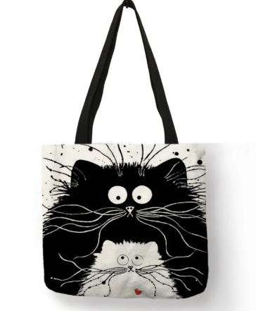 Reusable Tote Cute Cats Print