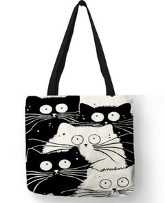 Reusable Tote Cute Cats Print