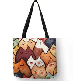 Reusable Tote Cute Cats Print