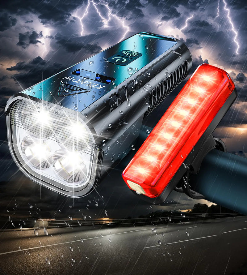 KELNOW Bike Lights for Night Riding Super Bright 9000 Lumen 4800 mAh IPX6 Bicycle Light Front and Tail Light USB Rechargeable.