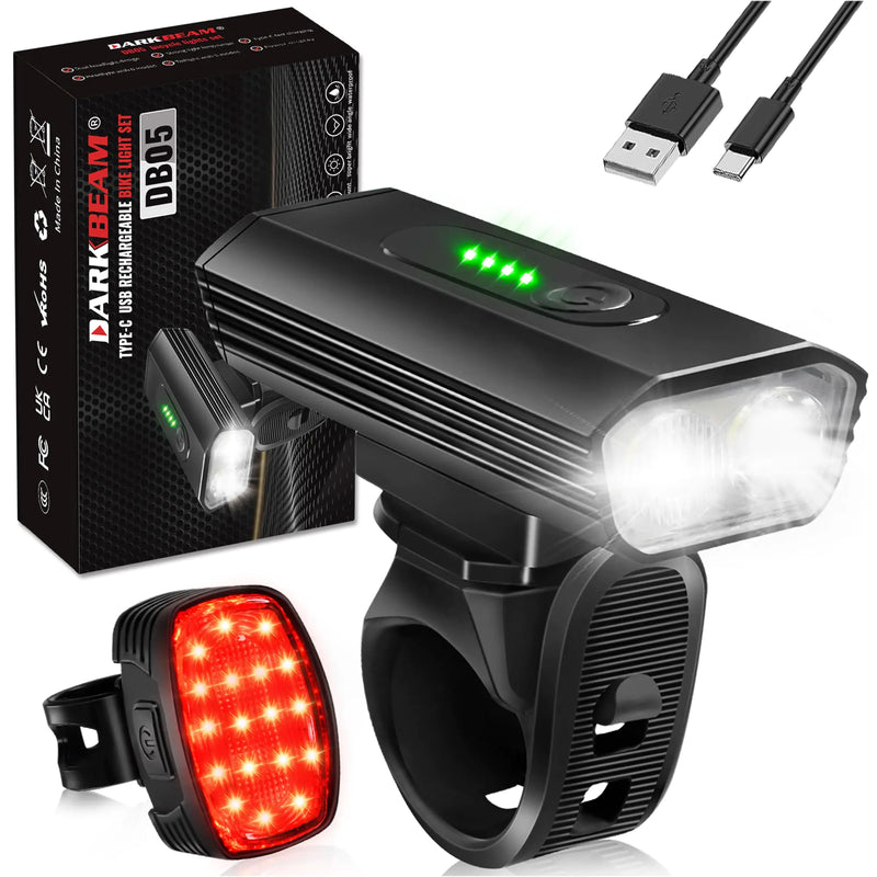 DARKBEAM Bike Headlight Rechargeable USB-C Bicycle Lights 4000LM