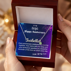 Happy Anniversary - To my Wife - Name Necklace with Birthstone