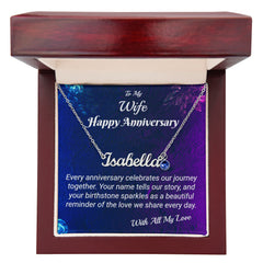 Happy Anniversary - To my Wife - Name Necklace with Birthstone