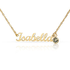 Happy Anniversary - To my Wife - Name Necklace with Birthstone