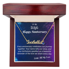 Happy Anniversary - To my Wife - Name Necklace with Birthstone