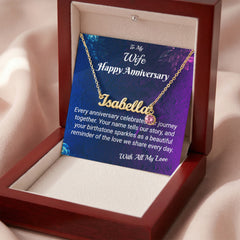Happy Anniversary - To my Wife - Name Necklace with Birthstone