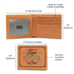 Dear Son - Leather Wallet. Love Mom.