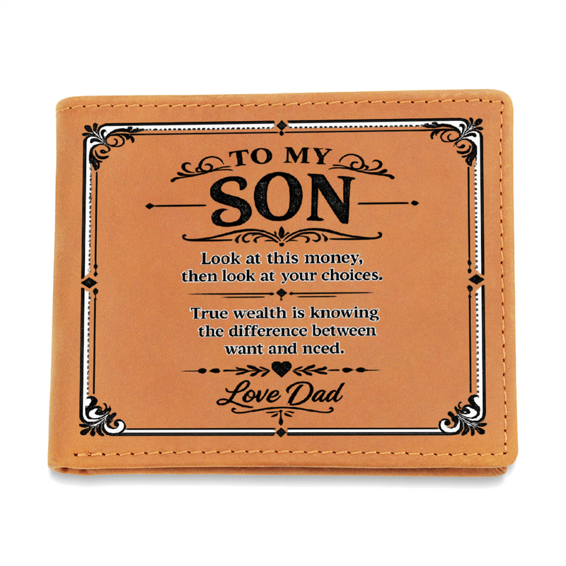 To My Son - Leather Wallet. Love Dad