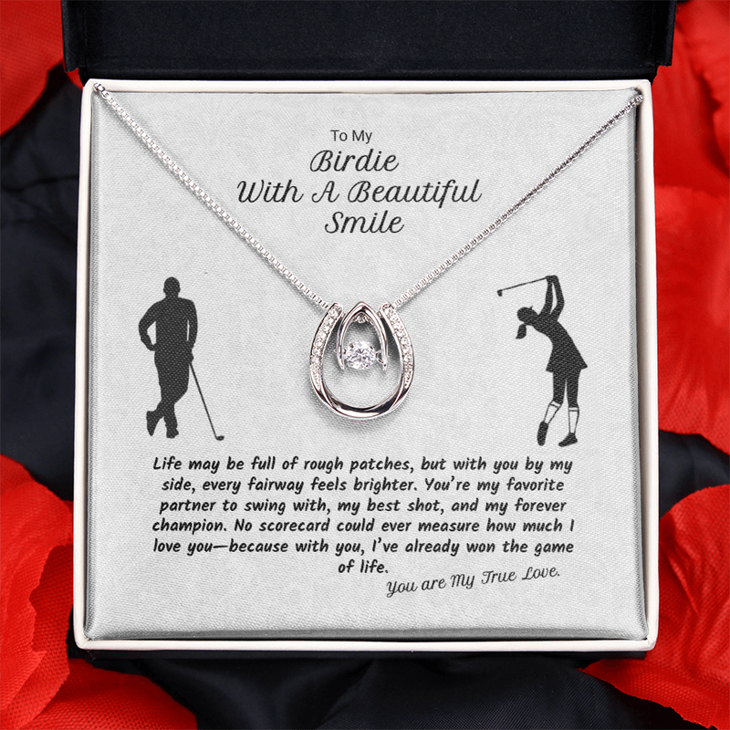 Lucky in Love Necklace. To My Birdie with a beautiful Smile. The Golf Lovers Gift