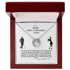 Lucky in Love Necklace. To My Birdie with a beautiful Smile. The Golf Lovers Gift
