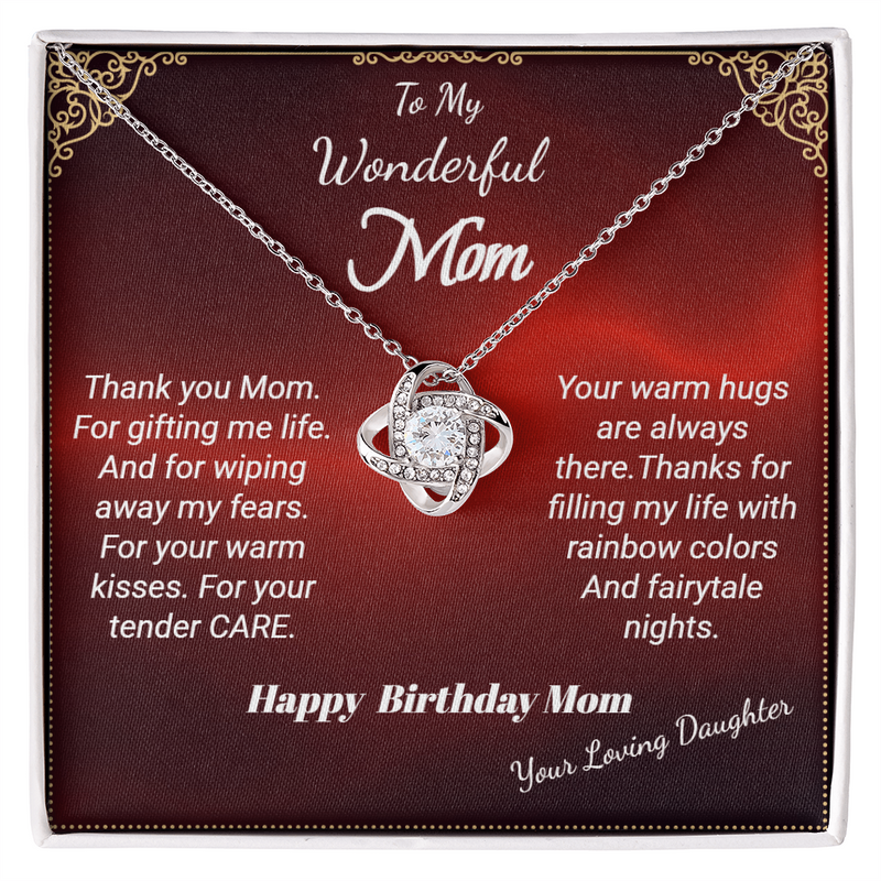 Happy Birthday - Love Knot Necklace - Your Loving Daughter