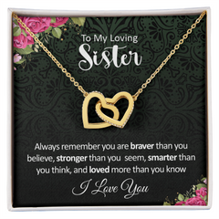 To my Loving Sister. Interlocking Hearts Necklace
