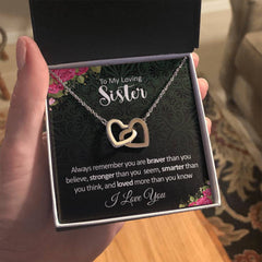 To my Loving Sister. Interlocking Hearts Necklace