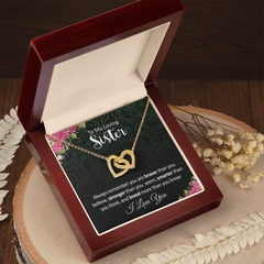 To my Loving Sister. Interlocking Hearts Necklace