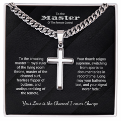 Cuban Chain with Artisan Cross Necklace. For the Master of the remote