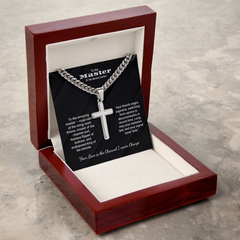Cuban Chain with Artisan Cross Necklace. For the Master of the remote