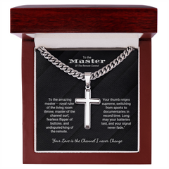 Cuban Chain with Artisan Cross Necklace. For the Master of the remote