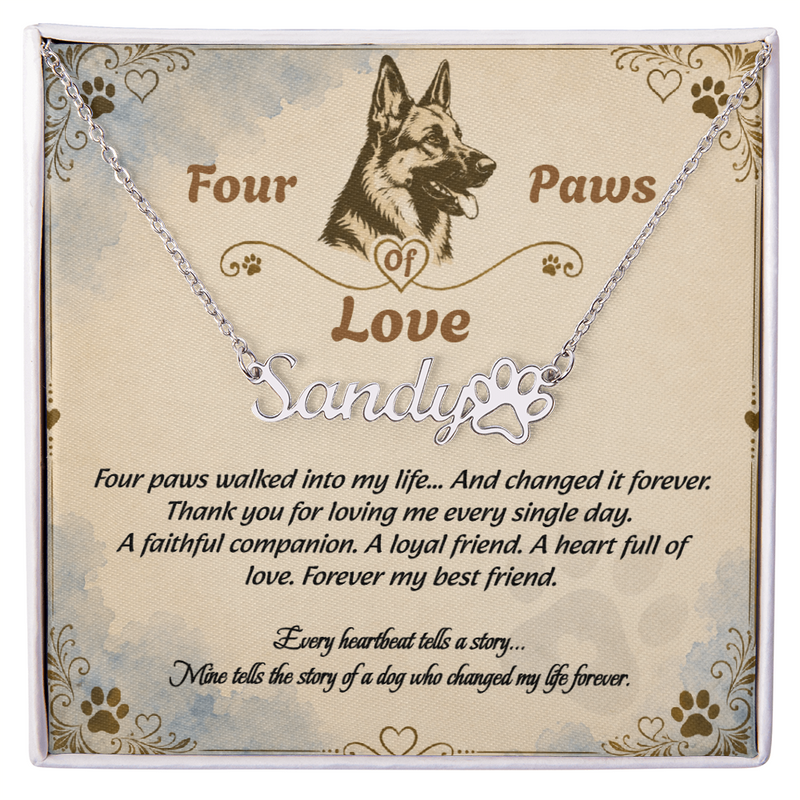 Personalized Dog Name Necklace - Four Paws Of Love