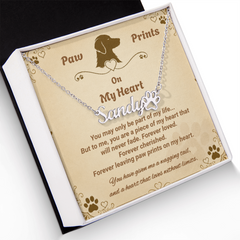 Personalized Dog Name Necklace - Paw Prints On My Heart