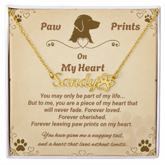 Personalized Dog Name Necklace - Paw Prints On My Heart