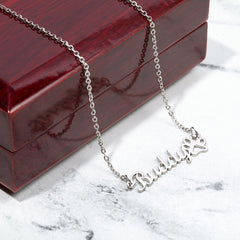 Personalized Dog Name Necklace - Paw Prints On My Heart