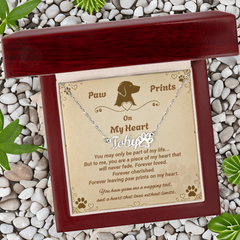 Personalized Dog Name Necklace - Paw Prints On My Heart