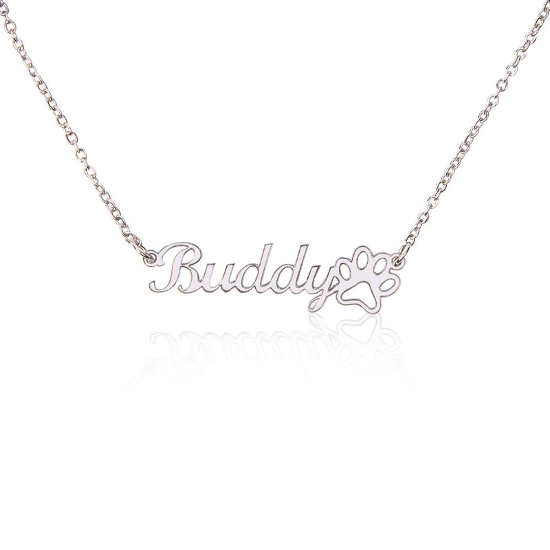 Name and Paw print Necklace