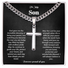 To My Son - Artisan Cross - Cubin Link Chain