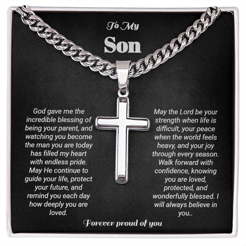 To My Son - Artisan Cross - Cubin Link Chain