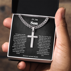 To My Son - Artisan Cross - Cubin Link Chain