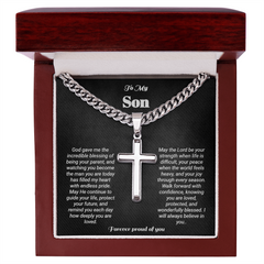 To My Son - Artisan Cross - Cubin Link Chain