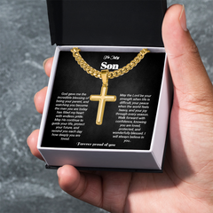 To My Son - Artisan Cross - Cubin Link Chain