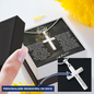 To My Son - Personalized Cross Necklace - Snake Chain