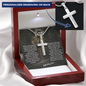 To My Son - Personalized Cross Necklace - Snake Chain