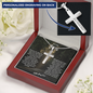 To My Son - Personalized Cross Necklace - Snake Chain