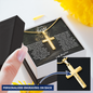 To My Son - Personalized Cross Necklace - Snake Chain