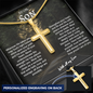 To My Son - Personalized Cross Necklace - Snake Chain