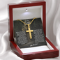 To My Son - Personalized Cross Necklace - Snake Chain