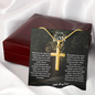 To My Son - Personalized Cross Necklace - Snake Chain